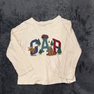 GAP Kids Cream Long Sleeve Tee with Forest Animal Design